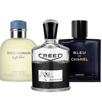 3 Parfums Bleu de Chanel, Creed Aventus, Dolce Gabbana Light Blue (Eau Parfum)